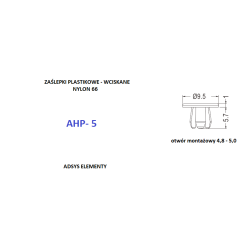 AHP- 5 WHITE, Zaślepki plastikowe  M6 nylonowe białe, otwór montażowy 5 mm,Opak.100szt.