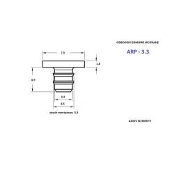 ARP- 3.3 Odbojniki gumowe wciskane miniaturowe, otwór montażowy 3,3mm, Łeb 7,5 x 1,8 mm,  Opak. / 100 szt.