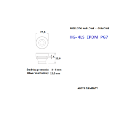 HG- 4LS  EPDM   PG7, Przelotki  kablowe 3 - 5 mm, przepusty IP67  PG7