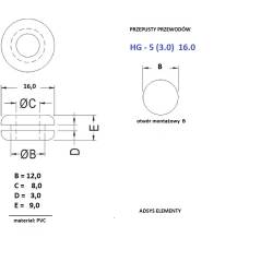 HG-5W-3.0 (16.0), Przepusty kablowe przelotki przewodów 8mm, Białe