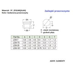 OFC- 5 WIN (LEM-7S),Zaślepki światłowody przezroczyste, Otwór 5 mm,